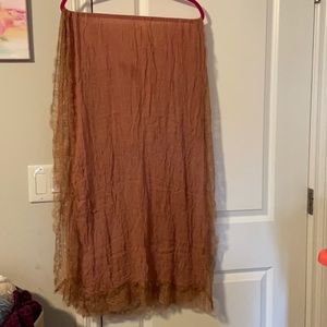 Bcbgmaxazria copper scarf with lace trim